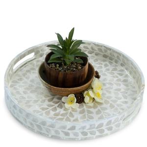 Plateau de service décoratif en nacre de qualité supérieure, fabriqué à la main, pour l'hôtellerie, les cadeaux de luxe et la décoration intérieure - Product Image 2