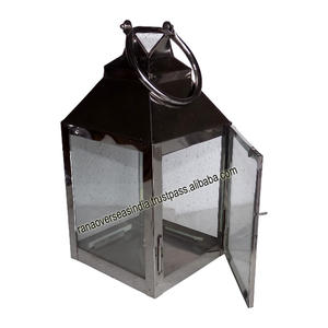 Lanternes à bougies en verre et en acier inoxydable de dernière conception pour la fête de Noël et le mariage à bon prix - Product Image 1