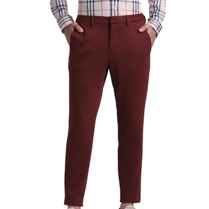 Haute qualité 100% coton hommes travail tricoté pantalon personnalisé Stretch taille moyenne bureau Style décontracté motif droit - Product Image 1