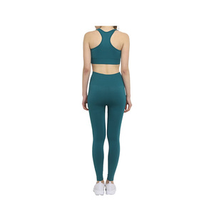 Unique Designs Sleeveless <b>Crop</b> Top Bras & Medium Elastic Waist <b>Legging</b> Pants Sets Quick Dry 2 Piece Yoga Suit Ladies - Product Image 2