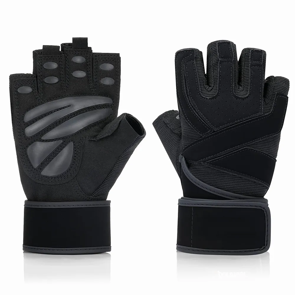 Wholesale Leather Workout Gym Gloves And Weight Lifting Sports Training Gym Gloves With Wrist Wraps