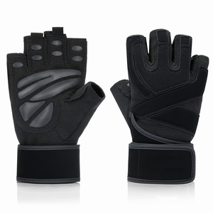Guantes DE SEGURIDAD DE CUERO personalizados para entrenamiento y levantamiento de pesas Guantes de gimnasio de entrenamiento deportivo con muñequeras - Product Image 1