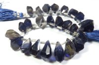 Magnifiques perles de pierres précieuses en iolite bleue naturelle facettées, brin de 8 pouces, 11-16,5 mm, forme de goutte d'eau, pour la création de bijoux