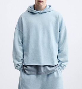 Venta al por mayor de lujo 100% de algodón pesado 500gsm Sudadera con capucha de gran tamaño para hombre de peso pesado personalizado liso teñido invierno sin cuerda Sudadera con capucha - Product Image 2