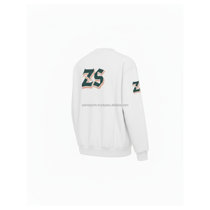 Premium 380 GSM sudadera de lana de algodón suave tela cepillada logotipo bordado personalizado Unisex cuello redondo estilo básico sudaderas - Product Image 4