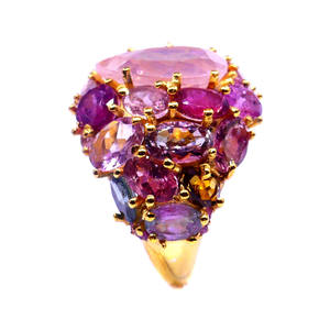 Customized Handmade Gold <b>Plated</b> 925 Sterling <b>Silver</b> Fashionable Semi Precious Gemstones Cocktail Ring - Product Image 3