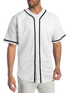 <b>White</b> Red Fit Dry Sublimation Blank 100% Polyester Adult Full <b>Button</b> Mesh Breathable Quick Dry Custom Logo Baseball Jerseys - Product Image 2