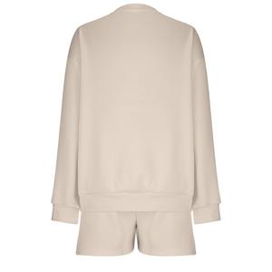 Sweatshirt and <b>short</b> Custom Logo Embroidery SweatShirts Crewneck Casual crewneck and <b>shorts</b> <b>set</b> For <b>Women</b> - Product Image 6