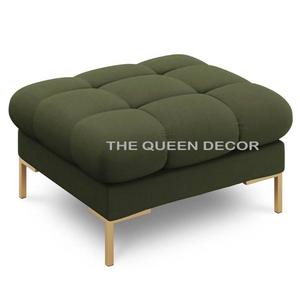 Repose-pieds en métal de style classique moderne avec pouf en tissu rempli d'éponge Meilleure vente pour salon chambre à coucher - Product Image 4