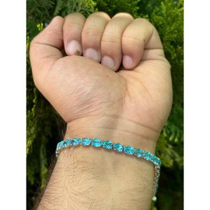 Pulsera de tenis de oro de 14k con topacio azul, accesorio de joyería de moda - Product Image 2