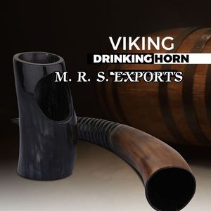 Cuerno para beber vikingo auténtico 100% Diseño único grabado hecho de buey natural/vaca y cuerno de búfalo tallado técnica M R S EXPORTS - Product Image 6