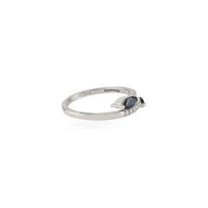 Anillo Apilable de Oro Blanco de 14K con Zafiro Azul y Diamante de Primera Calidad, Regalo de Cumpleaños para Ella, Joyería al por Mayor - Product Image 5