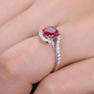 <b>Vintage</b> Art Deco Style 10K Solid <b>Gold</b> <b>Ring</b> 7 mm Round Cut Lab-Grown Ruby Curved Halo Engagement Wedding <b>Ring</b> for Gifts Parties - Product Image 6