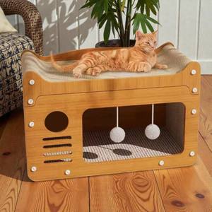 Modern Design Luxury Wooden Cat Furniture Condo Scratching Pad <b>House</b> with Cozy Hideout for Large Cats Supplier - Product Image 4