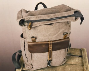 Genuine Leather Canvas Luxury <b>Backpack</b> High Quality <b>Large</b> Capacity Lightweight Travel School Laptop <b>Backpack</b> Supplier LCBP-0171 - Product Image 2