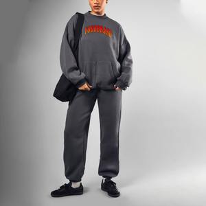 Ensemble de survêtement 2 pièces pour femme en coton 100% biologique, coupe décontractée, avec poche avant cousue, chaud, pour l'entraînement sportif, avec poignets côtelés, collection 2026 - Product Image 1