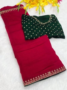 Elegante ropa de fiesta clásica de moda Vichitra Sari de seda con la última blusa de diseñador de lujo exclusiva ropa de festival de boda para mujer - Product Image 3