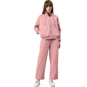 Sudadera con capucha personalizada para mujer de alta calidad 100% algodón de lana rosa patrón sólido bajo MOQ alta demanda un conjunto de Color personalizado para invierno - Product Image 1