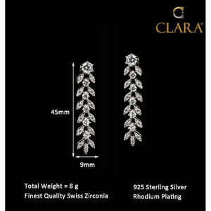 NOVAMART Fine 925 Sterling <b>Silver</b> <b>Drop</b> <b>Earrings</b> Aiza Dangler Trendy Feather Design for Wedding Party Gift Features Zircon Pearl - Product Image 6