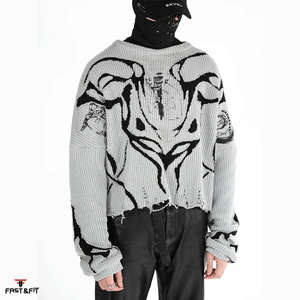 Pull d'hiver pour homme en laine/cachemire à manches longues, col rond, logo sur le devant, tricoté, anti-rides, séchage rapide, design personnalisé, haute qualité - Product Image 4