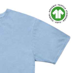 Camiseta orgánica para hombre azul claro, jersey de 4,3 oz, suave y transpirable con cuello acanalado clásico - Product Image 4