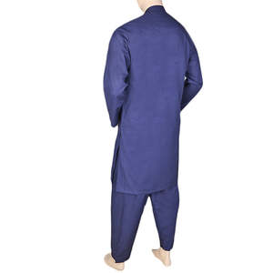 ชุดเสื้อผ้าผู้ชายปักลาย คอปกแบบแบนด์คอลลาร์ - สีน้ำเงินกรมท่า - Product Image 5
