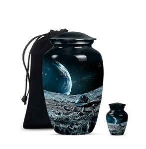 Vue de l'espace Urne funéraire Grande crémation commémorative pour les cendres humaines Urnes funéraires pour la forêt Urne noire Taille personnalisée - Product Image 1
