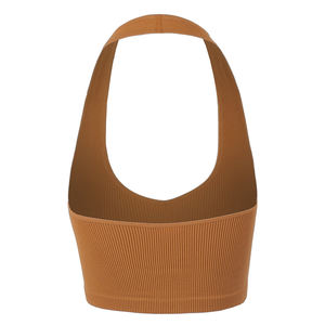 Débardeurs d'entraînement Gym Stringer pour femmes Couleur marron Respirant Fitness Wear Dames Débardeurs courts côtelés - Product Image 2