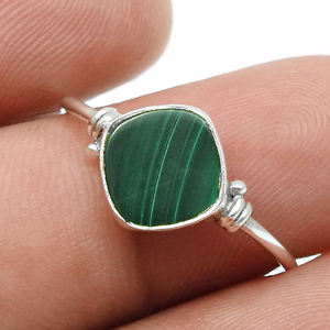 Anillo con forma de cojín de piedras preciosas de malaquita Natural de Plata de Ley 925 de buena calidad para mujer y niña, joyería hecha a mano, proveedores a granel - Product Image 3
