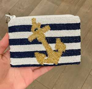 Ancre nautique Wave Design porte-monnaie perlé personnalisé OEM coton en vrac en gros pour Yacht/Resort Souvenirs (commande minimum 50pcs) - Product Image 4