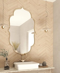 Asymmetrical <b>Flower</b> <b>Mirror</b> Elegant Home Decor Gold Frame - Product Image 4