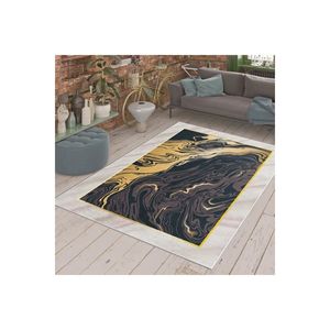 Alfombra de tejido aplanado de mármol dorado Rectángulo esponjoso impreso digital para decoración de dormitorio y pasillo para adolescentes - Product Image 4