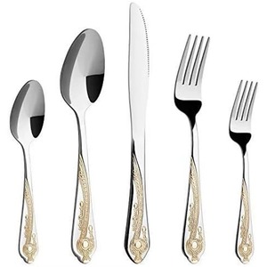 Juego de Cubiertos de acero inoxidable, juego de cubiertos ideal para cocina, mesa, Hotel, uso doméstico, juego de cubiertos recubiertos de Color cobre, mango retorcido - Product Image 6