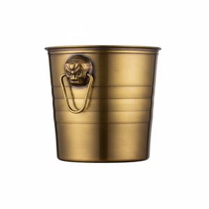 Seau à glace en métal doré antique avec poignée, accessoires pour hôtels et bars, seau à glace en métal fait à la main, refroidisseur à vin - Product Image 6