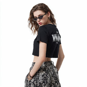 Camiseta Corta Deportiva Estampada 100% Poliéster para Mujer, Tops Cortos Sublimados para Yoga, Camiseta Corta Estampada de Manga Corta para Mujer - Product Image 2