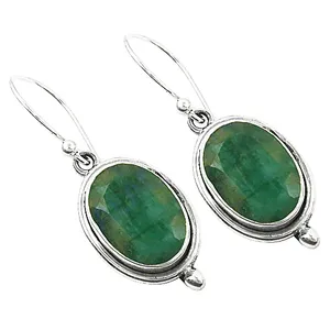 Boucles d'oreilles pendantes en argent sterling plaqué or 18 carats avec émeraude, hypoallergéniques, pour femmes, à porter au quotidien, pour des événements spéciaux, bijoux - Product Image 2