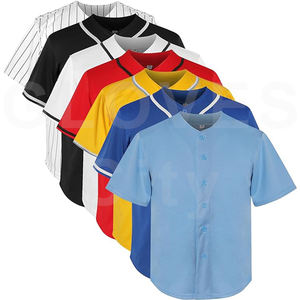 Camiseta de béisbol Vintage personalizada logotipo bordado personalizado adultos uniforme con cuello en V ropa deportiva transpirable 3D bordado Unisex - Product Image 2