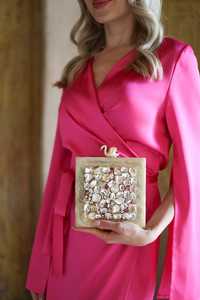 Bolso de mano de resina Diseño de patrón geométrico único Cubierta de cremallera Cierre abierto Personalizado - Product Image 2