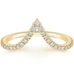 Pave Lab Grown Diamond Deep Curve Bride Ring 14K Oro sólido Anillo de apilamiento Enhancer Minimalista Chevron Nesting Wedding Band Mujeres - Product Image 5