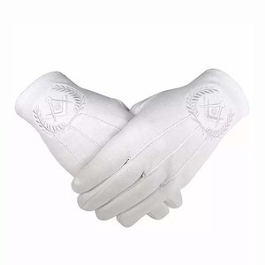Gants maçonniques bon marché de conception professionnelle couleur blanche vente en gros gants maçonniques en pur coton - Product Image 5