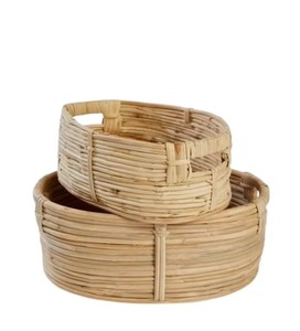 Handcrafted Big Curved Shape <b>Rattan</b> <b>Basket</b> Versatile Woven <b>Storage</b> for Kitchen Essentials Fruits Snacks Laundry Use From India - Product Image 5