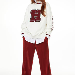 Sudadera oversize bordada personalizada para mujer, Sudadera de cuello redondo con hombros caídos para mujer al por mayor - Product Image 2