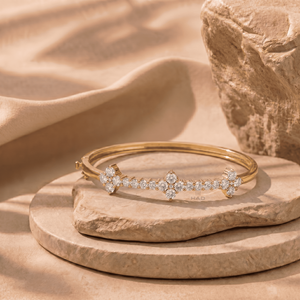 Brazalete de diamantes cultivados en laboratorio, oro amarillo, diseño floral, elegante, estilo tenis, joyería fina, regalo para mujer - Product Image 4
