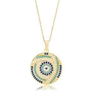 Ojo diseño CZ plata encanto collar venta al por mayor 925 joyería de plata esterlina turco hecho a mano - Product Image 3