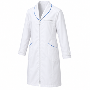 Blouse Médicale Blanche Optique Unisexe avec Passepoil Bleu et Fermeture Éclair – Uniforme de Laboratoire Personnalisable pour le Secteur de la Santé – Vente en Gros – Fournisseur OEM - Product Image 3