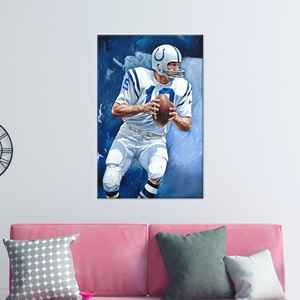 Lienzo Decorativo con Impresión de Johnny Unitas en Vidrio Templado: Fútbol Americano, Enmarcado en Lienzo - Product Image 1