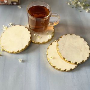 Best Quality Square Stone Coasters for Home & Kitchen Use Classic Style <b>Tabletop</b> Decorative Mats & Pads - Product Image 3