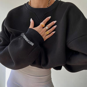 Sudadera de cuello redondo con estampado de letras personalizadas de invierno, ropa de calle de gran tamaño para mujer, sudaderas con capucha - Product Image 6