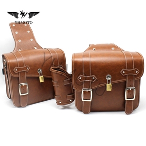 Para Harley Touring Heritage Davidson Dyna Softail Kawasaki Universal motocicleta sillín lateral bolsa alforjas caja paquete - Product Image 5