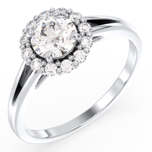 Anillo de Halo REYES Personalizado de Oro Sólido de 14K con Diamante Cultivado en Laboratorio CVD de 1 Quilate, Corte Brillante Redondo, Regalo de Boda de Lujo, Joyería Fina - Product Image 1